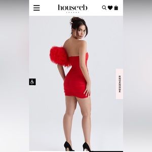 NOELLE SCARLET RUFFLE SLEEVE DRESS, HOUSE OF CB, SIZE S